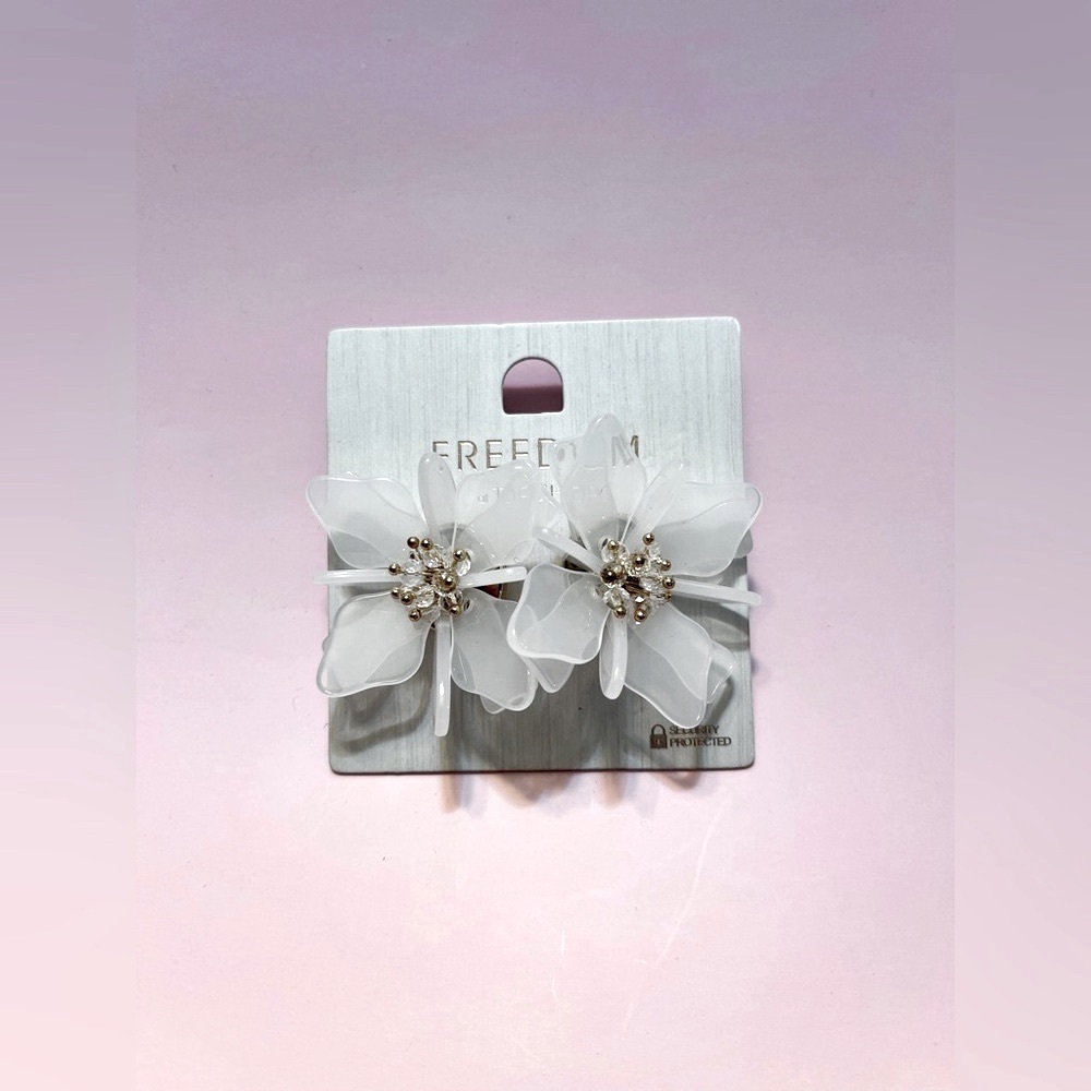 TopShop White Translucent Floral Earrings